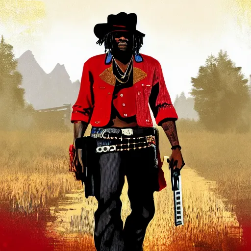 Prompt: Chief Keef in red dead redemption 2 4K quality digital art