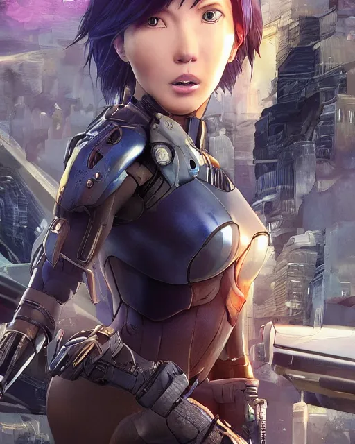 Image similar to weta disney pixar movie still portrait photo of motoko kusanagi the major ghost in the shell : : as cyborg woman by pixar : : by weta, wlop, ilya kuvshinov, rossdraws, artgerm, marvel, maxim cover, latex, octane render, sweaty, iridescent, bright morning, anime, liosh, mucha : :