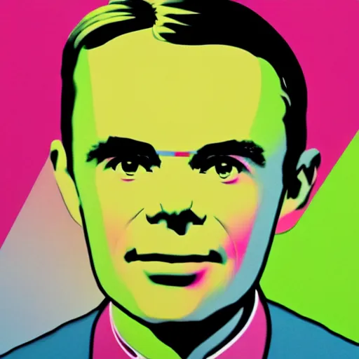 Prompt: rainbow alan turing. pop art.