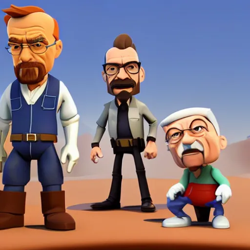 Prompt: walter white as a caricature disney infinity figure with no joint articulation, with over simplified planar forms with sharp stylized clothing folds, by Titan Books, product photo