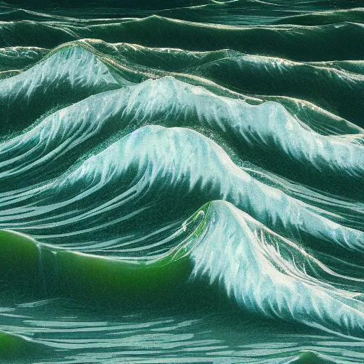 Prompt: A Huge Tidal Wave of clear green resin and foam, Kanagawa, photorealistic 8K HD octane render