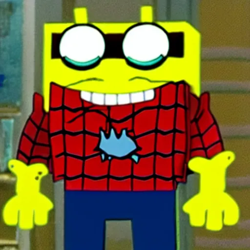 Prompt: sponge bob Square Pants as Spiderman