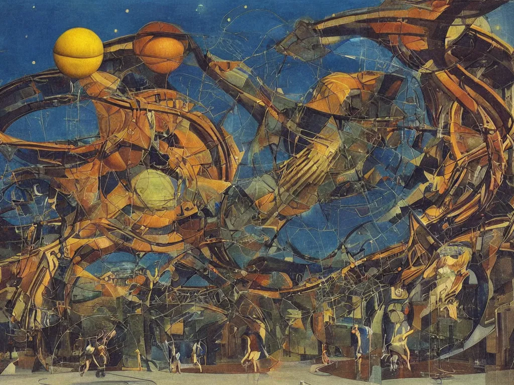 Image similar to cosmic gifted basketball player futuristic basketball court cyberpunk. valley of joy and despair. open manuscript of alchemic insect. painting by max ernst, moebius, arnold bocklin, william blake