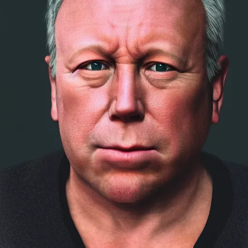 Image similar to a person who is a genetic combination of alex jones and bernie sanders, face and upper - body focus, detailed eyes, androgynous, photograph taken in 2 0 2 0, award winning photograph, cinestill 8 0 0 t