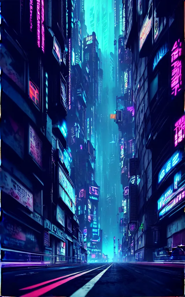 Prompt: a magnificent dark neon futuristic cyberpunk city bustling street at night cyberart photography by liam wong in the film akira rendered in octane, 3 d render, trending on cgsociety, blender 3 d