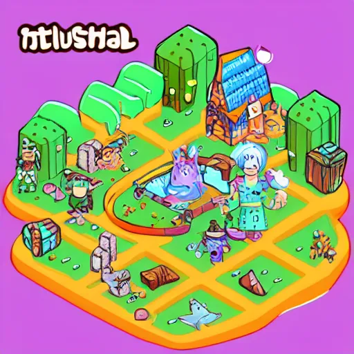 Image similar to cute isometric valhalla