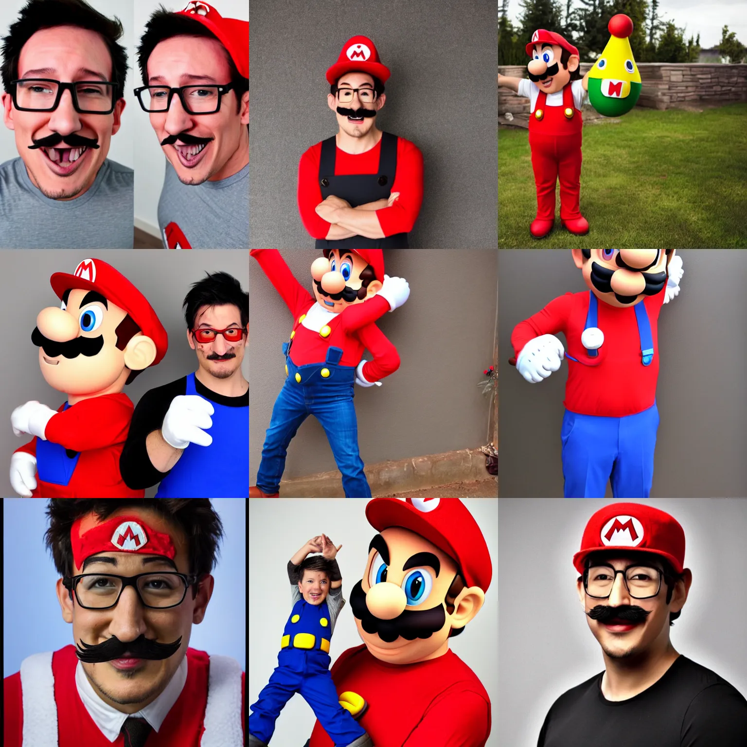 Prompt: markiplier dressed up as super mario, photoshoot