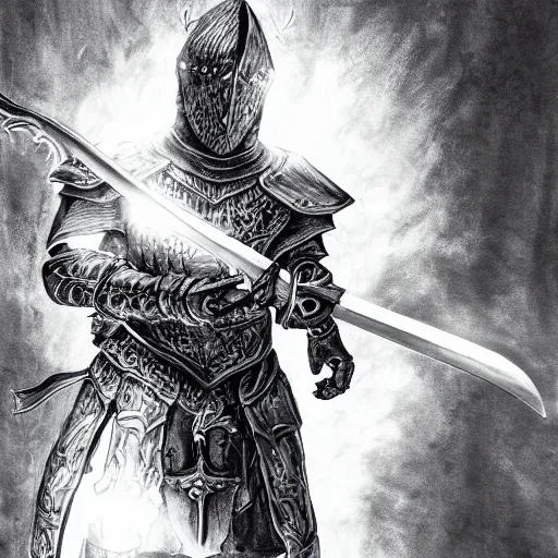 Image similar to a highly detailed character portrait of a man wearing a epic shadow armor holding sword of darkness