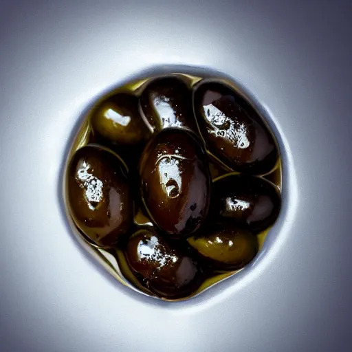 Image similar to marinated olive with a human face. highly detailed. hyper real photo. 4 k.