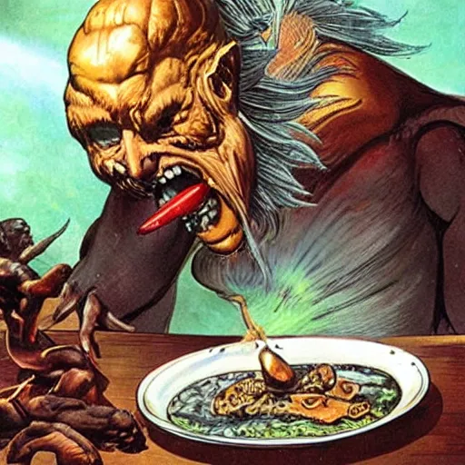 Image similar to primordial god eating his meal