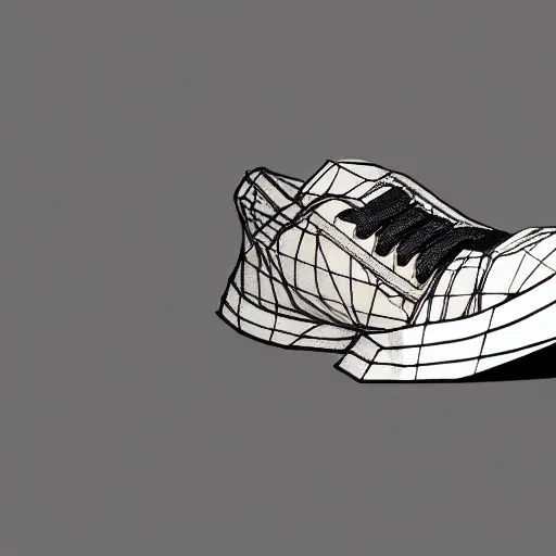 Image similar to low poly 8 k render damaged shoe, conceptual, intricate detailed painting, illustration sharp detail, manga 1 9 9 0