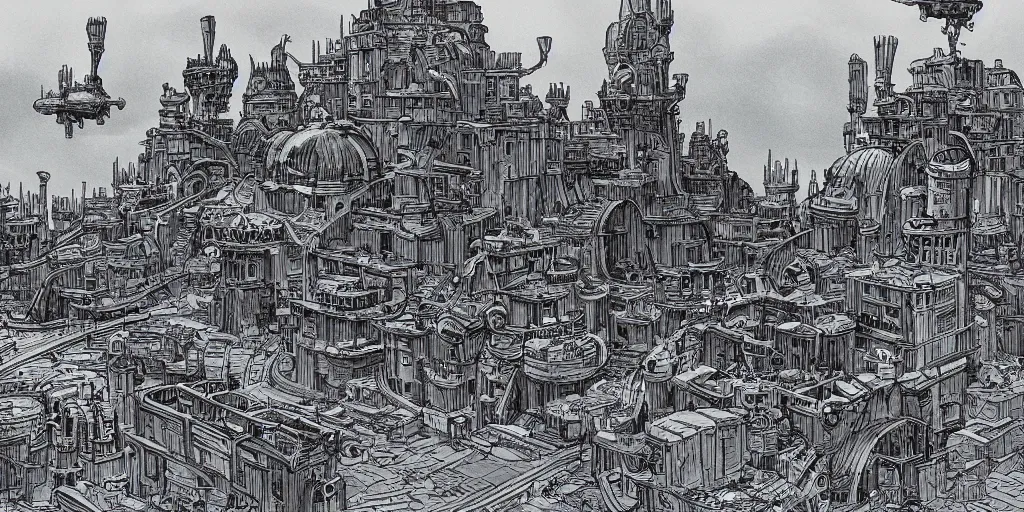 Image similar to Traction city from Mortal Engines. Illustration