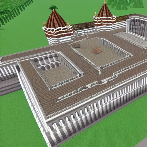 Image similar to castel sant angelo made in minecraft, screenshot