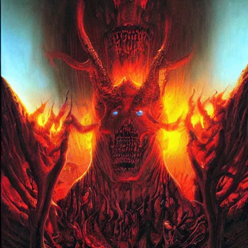 Image similar to a stunning depiction of the gates of hell by Wayne Barlowe