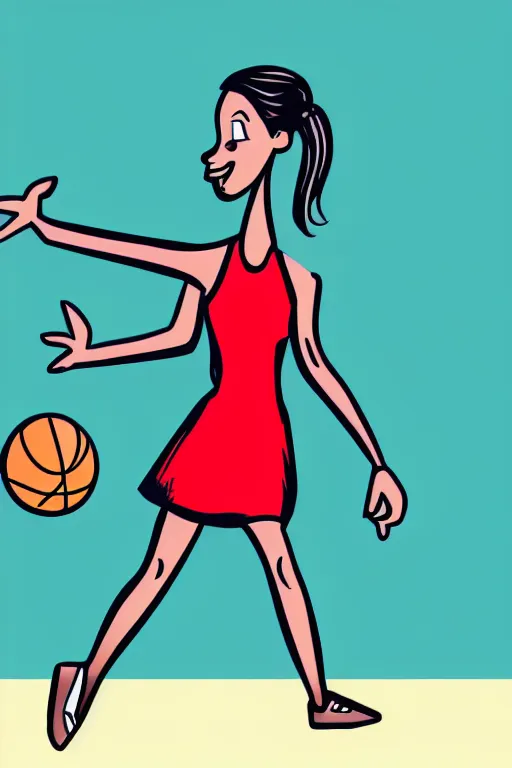 Image similar to a cartoon of a stylish woman playing basketball