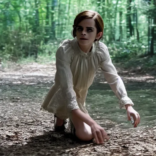 Prompt: a film still of Emma Watson from It (2017 movie)