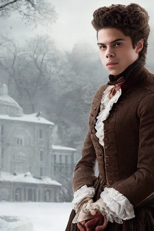 Prompt: jake t. austin as anna karenina in the new live action remake, 3 5 mm photography, highly detailed, cinematic lighting, 4 k