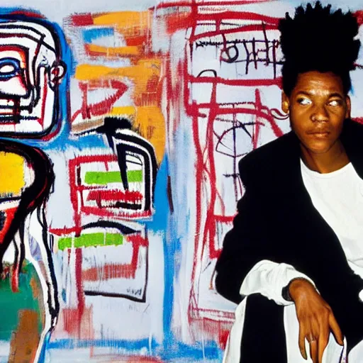 Prompt: monica gelled by basquiat