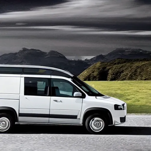 Prompt: A van designed and produced by Volvo, promotional photo