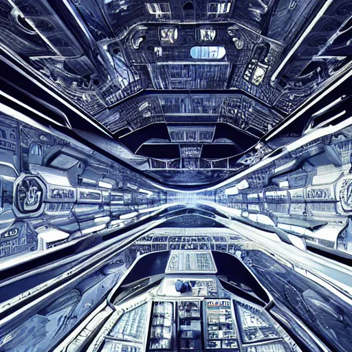 Prompt: interior of a huge space base with spaceships inside hovering, hyperdetailed, arstation, photorealistic, w 896