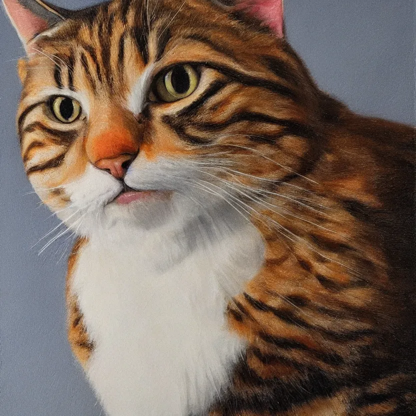 Prompt: hyperrealistic portrait of lucy the juicy cat
