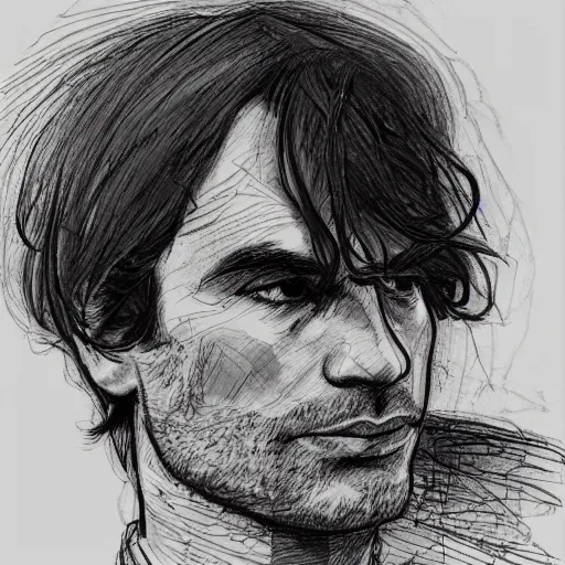 Image similar to a realistic yet scraggly portrait sketch of the side profile of a stern and sophisticated jonny greenwood, trending on artstation, intricate details, in the style of frank auerbach, in the style of sergio aragones, in the style of martin ansin, in the style of david aja, in the style of mattias adolfsson