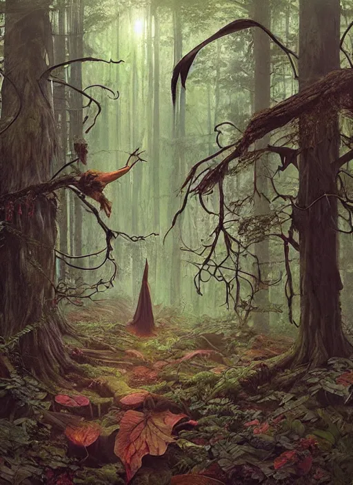 Prompt: a hyper realistic witch shrine in the woods gorgeous lighting, lush forest foliage painting by chiara bautista and beksinski and norman rockwell and greg rutkowski weta studio, and lucasfilm