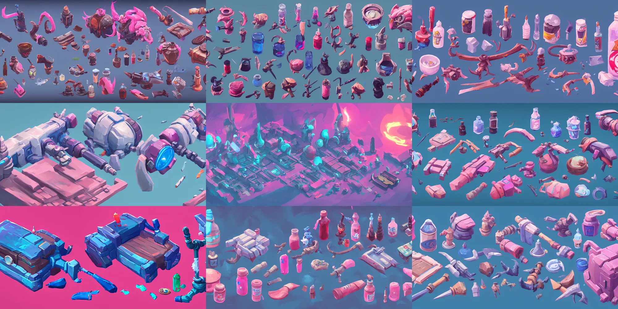 Prompt: game asset of liquid container, in gouache detailed paintings, props, stylized, 2 d sprites, kitbash, arcane, overwatch, blue and pink color scheme, 8 k, close up