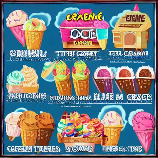 Prompt: ice cream truck menu for adults