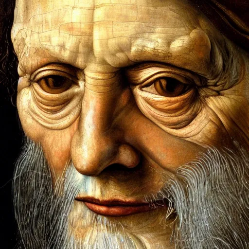 Prompt: high quality high detail painting by lucian freud, hd, portrait of leonardo davinci