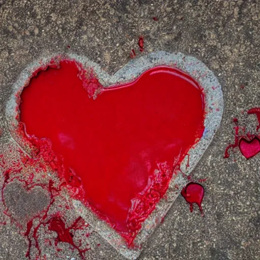 Prompt: dead teenager in an heart shaped blood stain