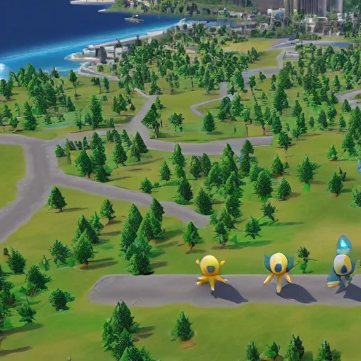 Prompt: pokemon in cities : skylines