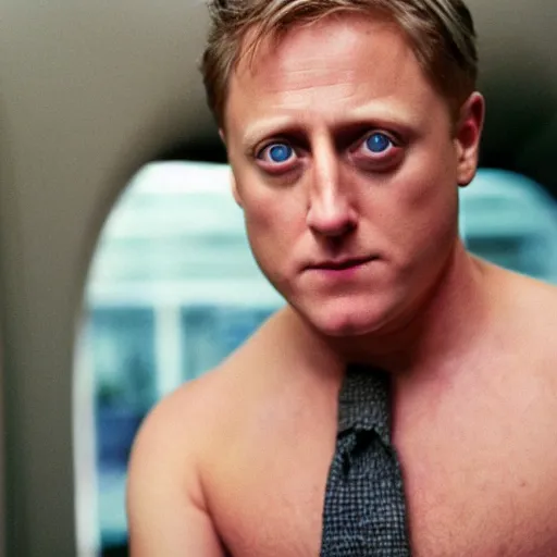 Image similar to color 35mm film still of Alan Tudyk, figure portrait