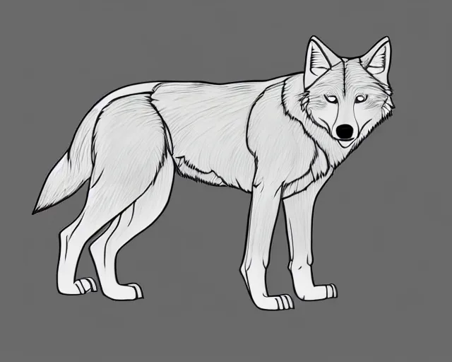 Prompt: professional digital art of a full-body outline of a wolf, extremely simple, no color, high quality, HD, 8K,