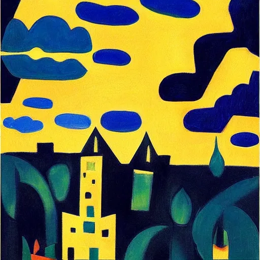 Image similar to terrifying by august macke, by jane newland gold on black. a beautiful digital art of a castle in the clouds.