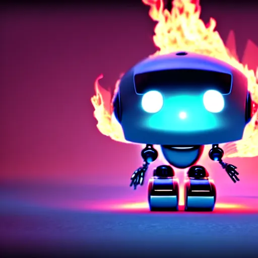 Prompt: a cute little robot consists of fire. super realistic 8 k render of a elegant, cinematic composition