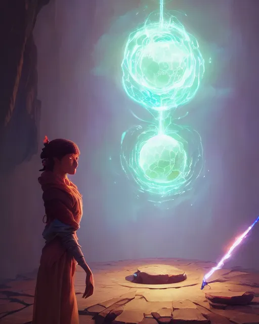 Prompt: highly detailed vfx portrait of a mage casting a earth spell, unreal engine, greg rutkowski, loish, rhads, beeple, makoto shinkai and lois van baarle, ilya kuvshinov, rossdraws, tom bagshaw, alphonse mucha, global illumination, detailed and intricate environment