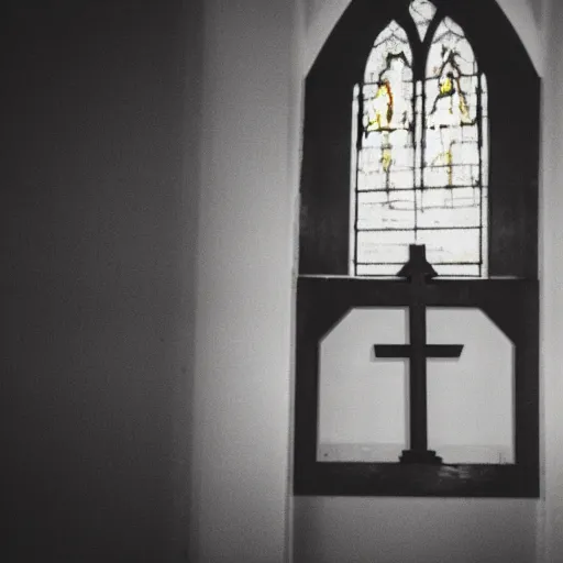 Image similar to creepy church nursery liminal space, dark photograph