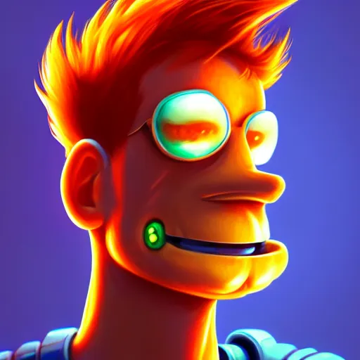 Image similar to fry from futurama, being a great, loveable guy, sci - fi, gritty, shadowrun splash art, art by artgerm, intricately detailed, highly detailed, trending on artstation, 4 k, wallpaper - 1 0 2 4