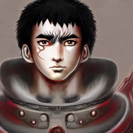 Image similar to a portrai with Guts from berserk , artstation, deviantart, semirealistic style, digital art , digital painting