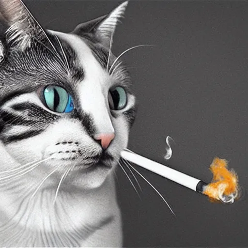 Image similar to “a realistic cat smoking”