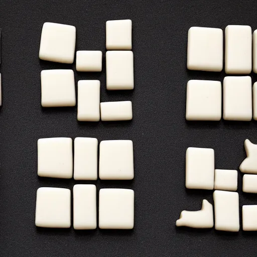 Image similar to Mahjong tiles made out of black and white chocolate forming 13 orphans