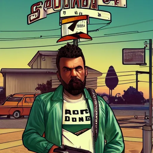 Image similar to Homelander as a GTA Art Cover