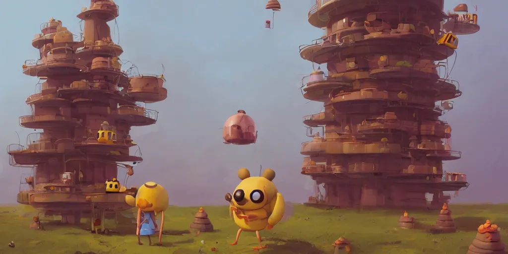 Prompt: cute cartoon bee person baking a cake tower by Goro Fujita and Simon Stalenhag , 8k, trending on artstation, hyper detailed, cinematic