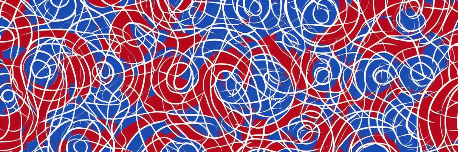 Prompt: abstract red blue and white concentric circles wallpaper design