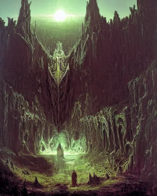 Prompt: the death knight waits, by Thomas Cole and Wayne Barlowe