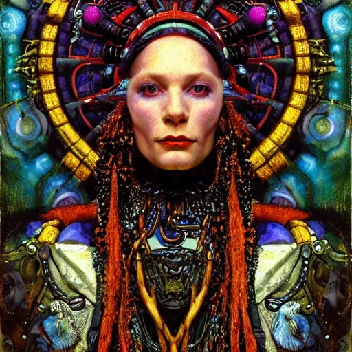 Prompt: baroque portrait of an art deco machine shaman, reflective detailed textures, highly detailed fantasy science fiction painting by annie swynnerton and jean delville and moebius, norman rockwell and william holman hunt. modern industrial shaman, rich colors, high contrast. artstation