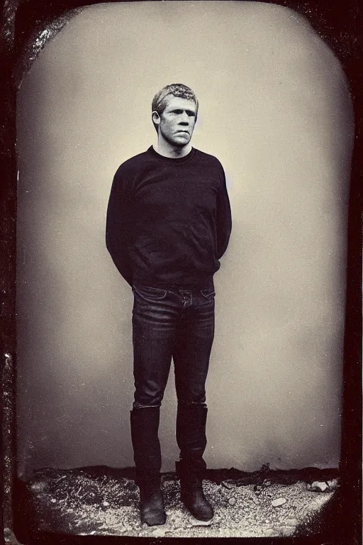 Image similar to !dream a tintype photo of Steve McQueen, 1960's