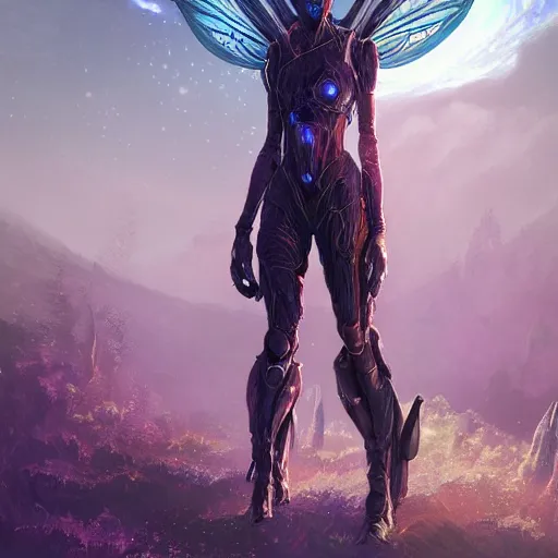 Prompt: ultra realistic illustration of android fairy, alien homeworld, swamps, advanced technology, warframe, special effects, colorful lights, space ship in the distance, intricate, highly detailed, digital painting, artstation, concept art, smooth, sharp focus, illustration, art by artgerm and tim mcburnie and anato finnstark