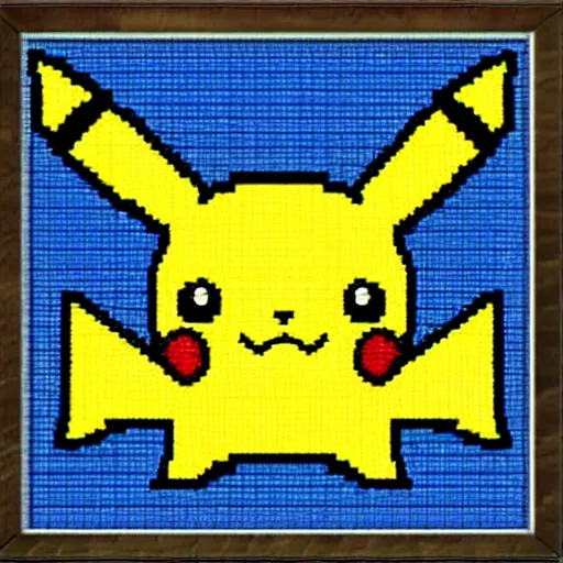 Prompt: pikachu cross-stich